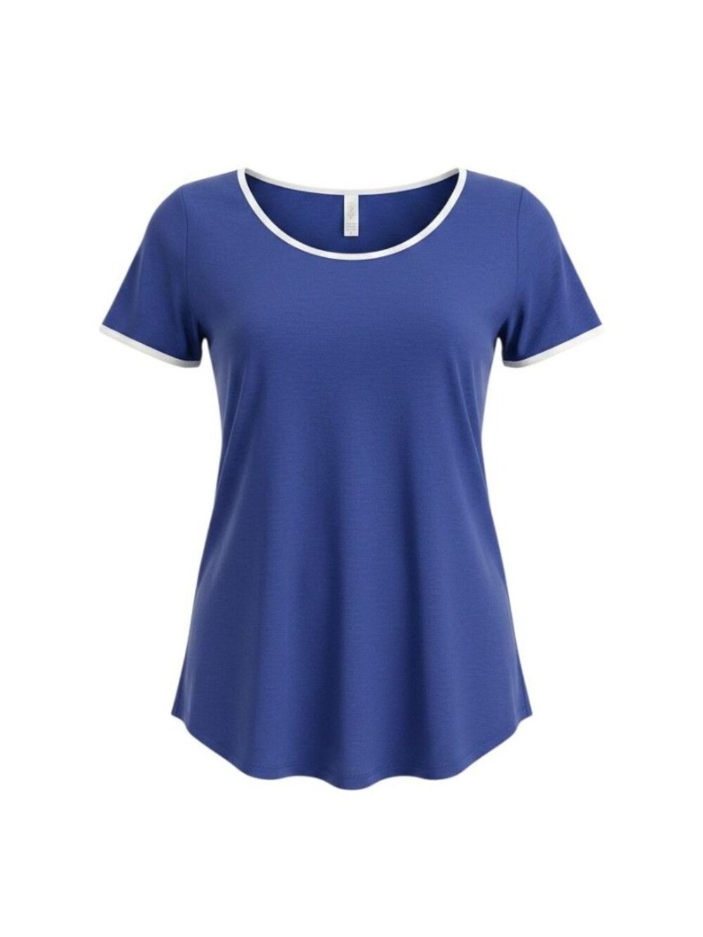 LuLaRoe Blue Scoop Neck Short Sleeve Womens T-Shirt White Trim S